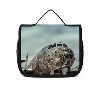 DJUETRUI Cosmetic Bag Travel Makeup Bag for Women Large Make Up Organizer Airplane Art Toiletry Bags Zipper Pouch Purse, Airplane Art, 22.5x18.5cm, Wash Bag
