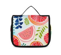 DJUETRUI Cosmetic Bag Travel Makeup Bag for Women Large Make Up Organizer Colorful Fruit Pattern Toiletry Bags Zipper Pouch Purse, Colorful Fruit Pattern, 22.5x18.5cm, Wash Bag