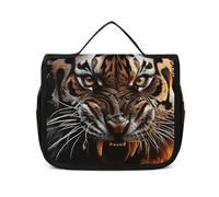 DJUETRUI Cosmetic Bag Travel Makeup Bag for Women Large Make Up Organizer Ferocious Tiger Toiletry Bags Zipper Pouch Purse, Ferocious Tiger, 22.5x18.5cm, Wash Bag