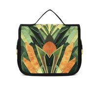 DJUETRUI Cosmetic Bag Travel Makeup Bag for Women Large Make Up Organizer Green And Orange Art Toiletry Bags Zipper Pouch Purse, Green and Orange Art, 22.5x18.5cm, Wash Bag
