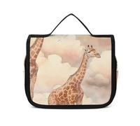DJUETRUI Cosmetic Bag Travel Makeup Bag for Women Large Make Up Organizer Hand Drawn Giraffe Toiletry Bags Zipper Pouch Purse, Hand Drawn Giraffe, 22.5x18.5cm, Wash Bag