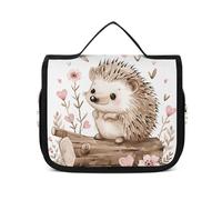 DJUETRUI Cosmetic Bag Travel Makeup Bag for Women Large Make Up Organizer Hedgehog Sitting on Top Toiletry Bags Zipper Pouch Purse, Hedgehog Sitting on Top, 22.5x18.5cm, Wash Bag