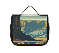 DJUETRUI Cosmetic Bag Travel Makeup Bag for Women Large Make Up Organizer Mountains And Deserts Toiletry Bags Zipper Pouch Purse, Mountains and Deserts, 22.5x18.5cm, Wash Bag