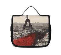 DJUETRUI Cosmetic Bag Travel Makeup Bag for Women Large Make Up Organizer Paris Toiletry Bags Zipper Pouch Purse, Paris, 22.5x18.5cm, Wash Bag