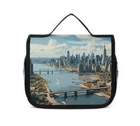 DJUETRUI Cosmetic Bag Travel Makeup Bag for Women Large Make Up Organizer Penthouse View Over Toiletry Bags Zipper Pouch Purse, Penthouse View Over, 22.5x18.5cm, Wash Bag