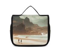 DJUETRUI Cosmetic Bag Travel Makeup Bag for Women Large Make Up Organizer Several People at The Beach Toiletry Bags Zipper Pouch Purse, Several People at the Beach, 22.5x18.5cm, Wash Bag