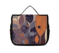 DJUETRUI Cosmetic Bag Travel Makeup Bag for Women Large Make Up Organizer Vintage Color Leaves Toiletry Bags Zipper Pouch Purse, Vintage Color Leaves, 22.5x18.5cm, Wash Bag