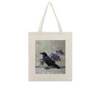 DJUETRUI Crow on The Ground Cotton Polyester Blend Canvas Carryall Bag | Crow on The Ground Reusable Fabric Handbag for Grocery Travel Daily Errands Multipurpose Storage Carry Tote