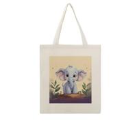DJUETRUI Cute Elephant Cotton Polyester Blend Canvas Carryall Bag