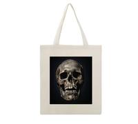 DJUETRUI Death Skull Reusable Canvas Tote Bag Large Capacity Cotton Hand Bag Portable Grocery Bag for Shopping Travel
