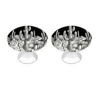 DJUETRUI Desert Cactus Moon Midnight Cabinet Knobs 2 Pack Round Stainless Steel Metal Drawer Pulls Cute Kitchen Dresser Vanity Hardware Rustic Decorative Door Handles for Bedroom Closet Cupboard