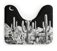 DJUETRUI Desert Cactus Moon Midnight U-Shaped Bath Mat 20"x16" Soft Coral Velvet Toilet Rug Absorbent Contour Bathroom Mat Non-Slip & Machine Washable Floor Mat for Bathtub, Shower, Restroom