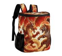 DJUETRUI Dragon Versus Tiger Insulated Cooler Backpack Durable Polyester Twill Leakproof Thermal Bag with Adjustable Straps Multi-use Pack for Picnic Camping Hiking Varied Outdoor Activities