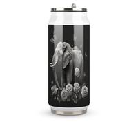 DJUETRUI Elephant And Butterfly Stainless Steel Cola Cup Reusable Plastic Coke Cup Leakproof Portable Soda Cup Large Capacity Iced Drink Cup for Home Party