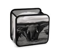 DJUETRUI Elephant Walking Car Backseat Organizer with Clear Tablet Holder, Multi Pockets Waterproof Oxford Kick Mat Storage Bag, Universal Auto Seat Back Storage Caddy for Drinks Travel Essentials