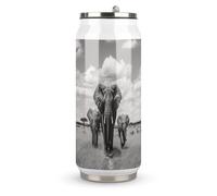 DJUETRUI Elephant Walking Stainless Steel Cola Cup Reusable Plastic Coke Cup Leakproof Portable Soda Cup Large Capacity Iced Drink Cup for Home Party