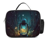 DJUETRUI Fireflies And Lantern Insulated Lunch Bag, Large Capacity Portable Meal Tote, Leakproof Thermal Lunch Box Bag with Detachable Foldable Design, Ideal for Office Camping Hiking Daily Use