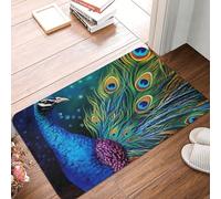 DJUETRUI Front Door Mat Outside Entrance Colored Peacock Door Mats Heavy Duty Non Slip Doormat Washable Entrance Mat Dog Door Mat Welcome Mat for Front Back Door 24 X 16 Inch