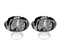 DJUETRUI Funny Skeleton Art Cabinet Knobs 2 Pack Round Stainless Steel Metal Drawer Pulls Cute Kitchen Dresser Vanity Hardware Rustic Decorative Door Handles for Bedroom Closet Cupboard