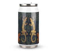 DJUETRUI Gecko Lizards Stainless Steel Cola Cup Reusable Plastic Coke Cup Leakproof Portable Soda Cup Large Capacity Iced Drink Cup for Home Party