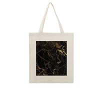 DJUETRUI Gold Black Marble Cotton Polyester Blend Canvas Carryall Bag