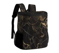 DJUETRUI Gold Black Marble Insulated Cooler Backpack Durable Polyester Twill Leakproof Thermal Bag with Adjustable Straps Multi-use Pack for Picnic Camping Hiking Varied Outdoor Activities
