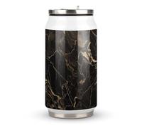 DJUETRUI Gold Black Marble Stainless Steel Cola Cup Reusable Plastic Coke Cup Leakproof Portable Soda Cup Large Capacity Iced Drink Cup for Home Party