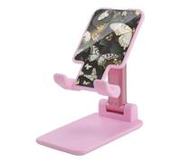 DJUETRUI Gold White Butterflies Black Foldable Adjustable Cell Phone Stand