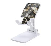 DJUETRUI Gold White Butterflies Black Foldable Adjustable Cell Phone Stand