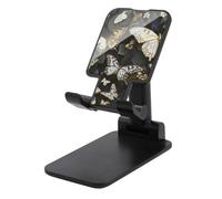 DJUETRUI Gold White Butterflies Black Foldable Adjustable Cell Phone Stand
