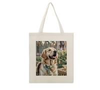 DJUETRUI Golden Retriever Dog Cotton Polyester Blend Canvas Carryall Bag | Golden Retriever Dog Reusable Fabric Handbag for Grocery Travel Daily Errands Multipurpose Storage Carry Tote