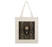 DJUETRUI Gothic Wallpaper Skull Reusable Canvas Tote Bag Large Capacity Cotton Hand Bag Portable Grocery Bag for Shopping Travel