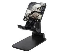 DJUETRUI Gray Flowers and Skull Foldable Adjustable Cell Phone Stand