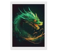 DJUETRUI Green Dragon Diamond Art Kits for Adults DIY Modern Diamond Painting Kits 5D Diamonds Dots Gem Art Crafts with Tools, Round Full Drill Crafts for Home Wall Decor Gift 12"x16"