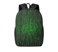 DJUETRUI Green Number Binary Backpack for Women Men Laptop Backpack Casual Daypack Work Travel Computer Backpack, Black, One Size, Rucksack Backpacks