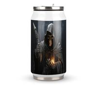 DJUETRUI Grim-Reaper Stainless Steel Cola Cup Reusable Plastic Coke Cup Leakproof Portable Soda Cup Large Capacity Iced Drink Cup for Home Party