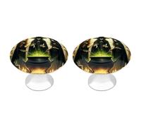 DJUETRUI Halloween Witch Cabinet Knobs 2 Pack Round Stainless Steel Metal Drawer Pulls Cute Kitchen Dresser Vanity Hardware Rustic Decorative Door Handles for Bedroom Closet Cupboard