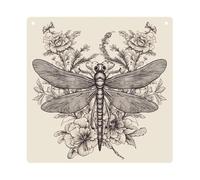 DJUETRUI Hand Drawn Floral Dragonfly Square Acrylic Hanging Ornament Clear Blank Pendant Blank Square Hanging Ornament Transparent DIY Accessories for Art Making