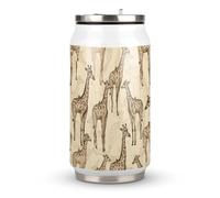 DJUETRUI Hand Drawn Giraffes Stainless Steel Cola Cup Reusable Plastic Coke Cup Leakproof Portable Soda Cup Large Capacity Iced Drink Cup for Home Party