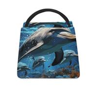 DJUETRUI Insulated Lunch Bag for Women Reusable Lunch Box Small LunchBox for Men Dolphins Lunch Bags