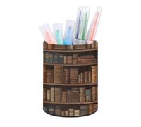 DJUETRUI Library Bookshelf Book Round Pencil Holder Multifunctional Desktop Stationery Organizer Pen Makeup Brush Organizer for Home Office