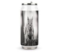 DJUETRUI Light Gray Squirrel Stainless Steel Cola Cup Reusable Plastic Coke Cup Leakproof Portable Soda Cup Large Capacity Iced Drink Cup for Home Party