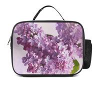 DJUETRUI Lilac Flowers Insulated Lunch Bag, Large Capacity Portable Meal Tote, Leakproof Thermal Lunch Box Bag with Detachable Foldable Design, Ideal for Office Camping Hiking Daily Use
