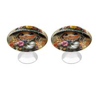 DJUETRUI Little Flower Witch Cabinet Knobs 2 Pack Round Stainless Steel Metal Drawer Pulls Cute Kitchen Dresser Vanity Hardware Rustic Decorative Door Handles for Bedroom Closet Cupboard