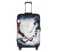 DJUETRUI Luggage Cover Ice Hockey Art Elastic Suitcase Cover Anti-Scratch Travel Suitcase Protector Washable Dustproof Baggage Covers Fit 18-32 Inch Luggages, Black, X-Large