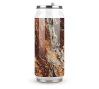 DJUETRUI Marble Mixed Brown Stainless Steel Cola Cup Reusable Plastic Coke Cup Leakproof Portable Soda Cup Large Capacity Iced Drink Cup for Home Party