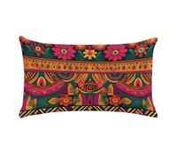 DJUETRUI Mexican Folk Art Boho Oblong Pillow Cover, 12x20 Inch Soft Short Plush Throw Pillowcase, Decorative Lumbar Cushion Cover for Home Decor Couch Bed Bedroom, No Pillow Insert