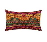 DJUETRUI Mexican Folk Art Boho Oblong Pillow Cover, 12x20 Inch Soft Short Plush Throw Pillowcase, Decorative Lumbar Cushion Cover for Home Decor Couch Bed Bedroom, No Pillow Insert