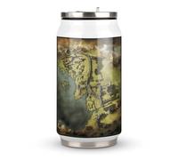 DJUETRUI Middle Earth Map Stainless Steel Cola Cup Reusable Plastic Coke Cup Leakproof Portable Soda Cup Large Capacity Iced Drink Cup for Home Party