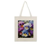 DJUETRUI Pansy Perfection Cotton Polyester Blend Canvas Carryall Bag | Pansy Perfection Reusable Fabric Handbag for Grocery Travel Daily Errands Multipurpose Storage Carry Tote